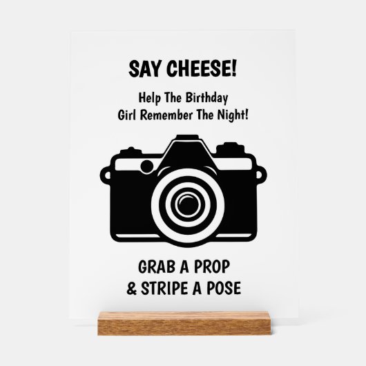 Retro Roller Skating Selfie Birthday Acrylic Sign Acryl Bord (Voorkant)