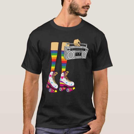 Retro Rollerskates 80's Roller Disco Skating Girl T-shirt (Voorkant)