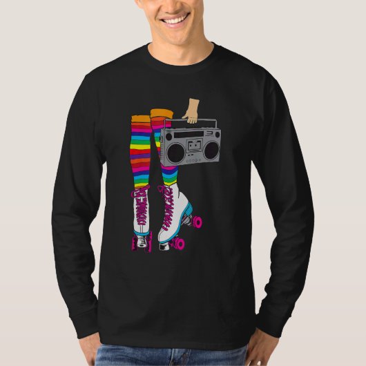 Retro Rollerskates 80's Roller Disco Skating Girl T-shirt (Voorkant)