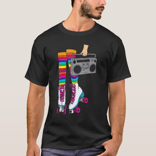 Retro Rollerskates 80's Roller Disco Skating Girl T-shirt (Voorkant)