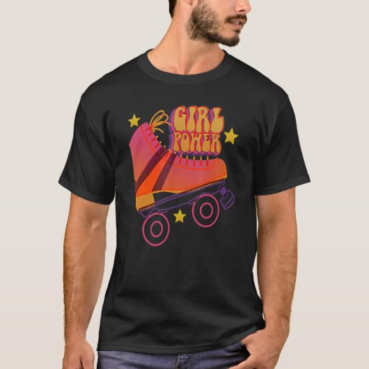 Retro Rollerskates 80's Roller Disco Skating Girl T-shirt (Voorkant)