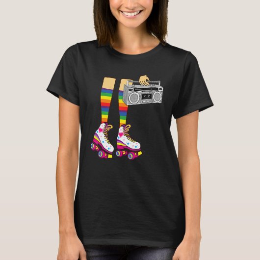 Retro Rollerskates  80's Roller Disco Skating Girl T-shirt (Voorkant)
