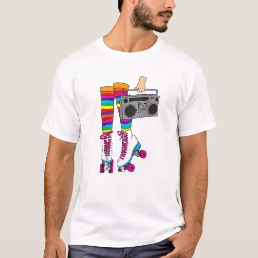 Retro Rollerskates Funny 80's Roller Disco Skating T-shirt (Voorkant)