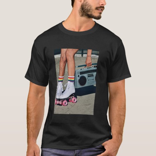Retro Rollerskates Grappige 80's Roller Disco Scha T-shirt (Voorkant)