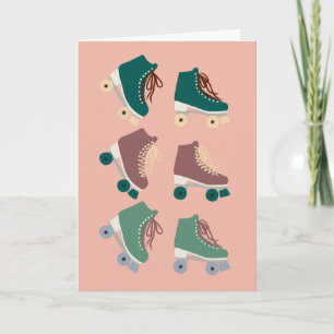 Retro Rollerskates Green Dusty Pink Kaart