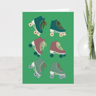 Retro Rollerskates Green Dusty Pink Kaart