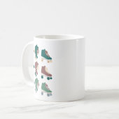 Retro Rollerskates Green Dusty Pink Koffiemok (Voorkant links)