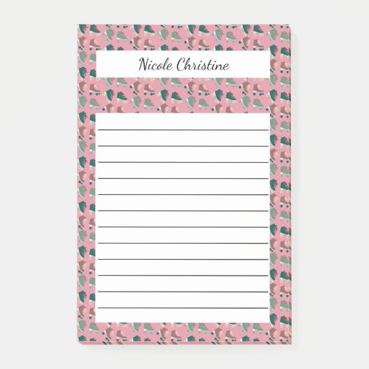 Retro Rollerskates Green Pink CUSTOM Notitieblok Post-it® Notes (Voorkant)