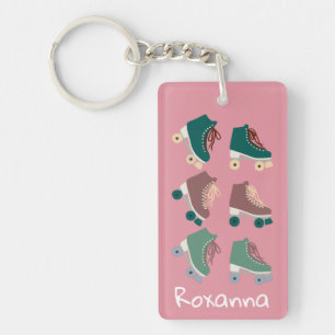Retro Rollerskates Green Pink CUSTOM Sleutelhanger
