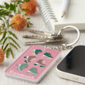 Retro Rollerskates Green Pink CUSTOM Sleutelhanger (Voorkant Rechts)