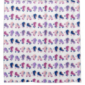 Retro Rollerskates Paars roze patroon Douchegordijn (Voorkant)