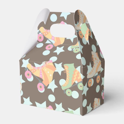 Retro Rollerskating Birthday Schaatsen Stars Brown Bedankdoosjes (Achterkant)