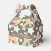 Retro Rollerskating Birthday Schaatsen Stars Brown Bedankdoosjes (Voorkant Zijde)