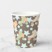 Retro Rollerskating Birthday Schaatsen Stars Patro Papieren Bekers (Voorkant)