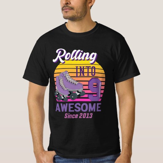 retro Rolling in 9 sinds 2013 Roller Schaats 5th T-shirt (Voorkant)