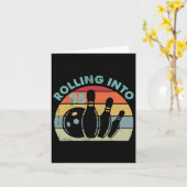 Retro Rolling In Naar 35  Bowling Bowler 35e Kaart (Gele Bloem)