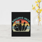 Retro Rolling In Naar 40 Bowling Bowler 40e Kaart (Gele Bloem)