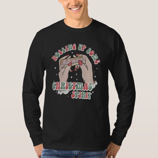 Retro Rolling Up Some Christmas Spirit Skeleton Ha T-shirt (Voorkant)