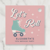 Retro Rolschaatsen Meisjes Verjaardagsfeest Bedankjes Labels (Achterkant)