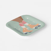 Retro Rolschaatsen Meisjes Verjaardagsfeest Papieren Bordje (Gebogen)