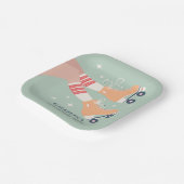 Retro Rolschaatsen Meisjes Verjaardagsfeest Papieren Bordje (Gebogen)