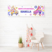 Retro rolschaatsen partij voor meisjes spandoek (Insitu)