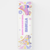 Retro rolschaatsen partij voor meisjes spandoek (Verticaal)