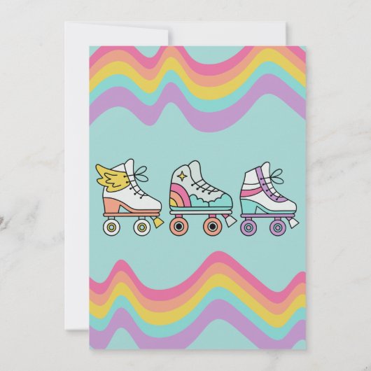 Retro Rolschaatsen Rainbow Verjaardagsfeest Kaart (Achterkant)