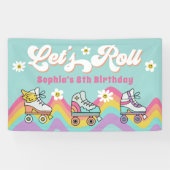 Retro Rolschaatsen Regenboog Verjaardag Banner (Horizontaal)