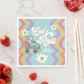 Retro Rolschaatsen Regenboog Verjaardag servetten (Insitu)