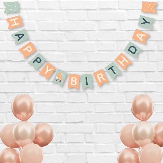 Retro Rolschaatsen Sage Groen Verjaardagsfeest Vlaggetjes