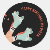 Retro Rolschaatsen Verjaardag Sticker (Voorkant)