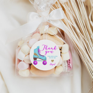 Retro Rolschaatsen Verjaardagsfeest Favor Ronde Sticker