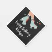 Retro Rolschaatsen Verjaardagspapier Servet (Hoek)