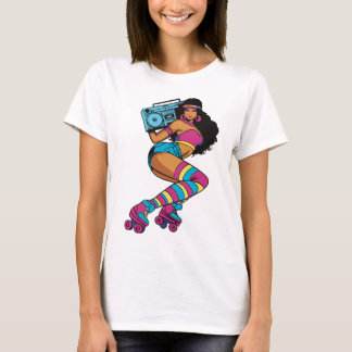 Retro Rolschaatsen Vrouw met Boombox - 70s Vibe T-shirt