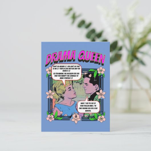 Retro Romance - Drama Queen - Briefkaart (Staand voorkant)