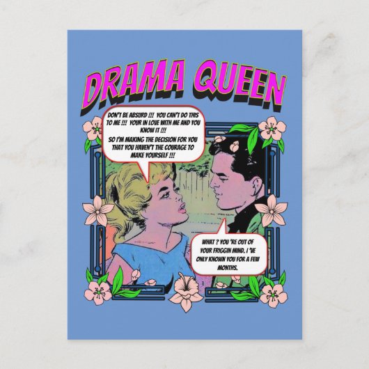 Retro Romance - Drama Queen - Briefkaart (Voorkant)