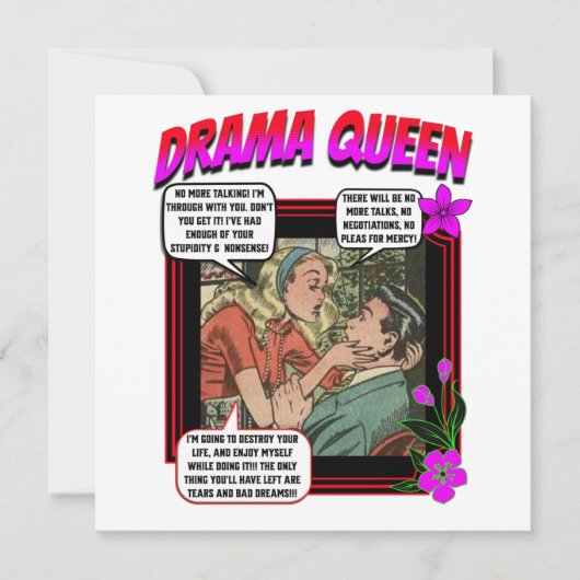Retro Romance - Drama Queen - Wenskaart Kaart (Voorkant)
