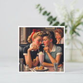 Retro Romance Feestdagenkaart (Staand voorkant)