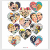 retro romance strips harten liefhebbers koppels ku sticker (Vel)
