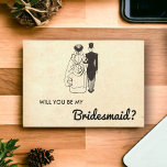 Retro Romantic Bride Groom Bridesmaid Card Kaart<br><div class="desc">Deze  retro-stripkaart is geschikt voor een moderne bruiloft. Het oude minimalistische ontwerp is voorzien van een  Retro Romantic Bridesmaid Card (Groot-Brittannië)</div>