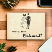 Retro Romantic Bride Groom Bridesmaid Card Kaart