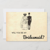 Retro Romantic Bride Groom Bridesmaid Card Kaart (Voorkant)
