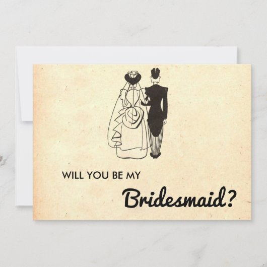  Retro Romantic Bride Groom Bridesmaid Card Kaart (Voorkant)