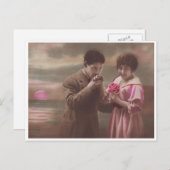 Retro Romantic Couple bij Moonrise Briefkaart (Voorkant / Achterkant)