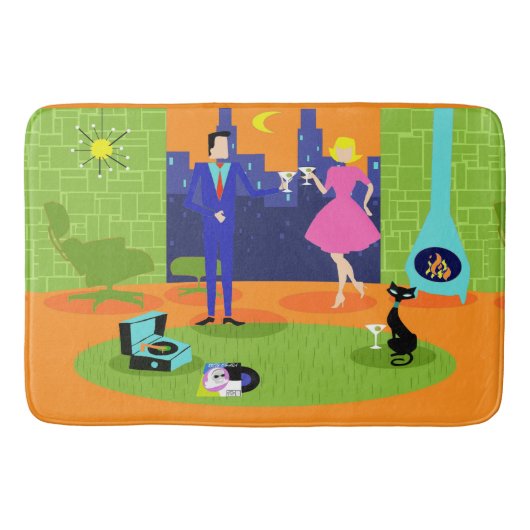 Retro Romantic Evening Couple Bath Mat (Voorkant)