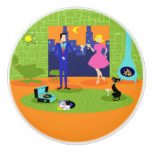 Retro Romantic Evening Couple Ceramic Pull Keramische Knop (Voorkant)