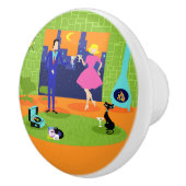 Retro Romantic Evening Couple Ceramic Pull Keramische Knop (Rechts)