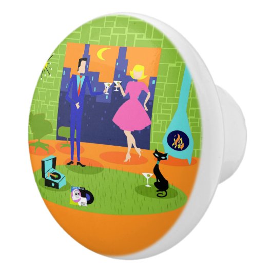 Retro Romantic Evening Couple Ceramic Pull Keramische Knop (Rechts)