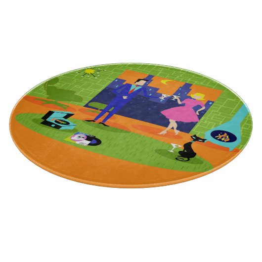 Retro Romantic Evening Couple Cutting Board Snijplank (Hoek)